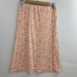 Walking On Sunshine Girl's Pale Orange Floral Elastic Waist Maxi Skirt SZ XL NWT